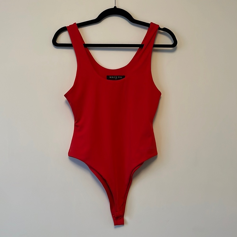 white fox// red tank bodysuit